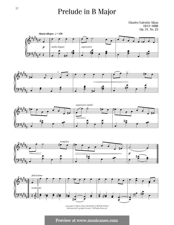 Twenty-Five Preludes in All Major and Minor Keys for Piano or Organ, Op.31: Prelude No.23 by Charles-Valentin Alkan