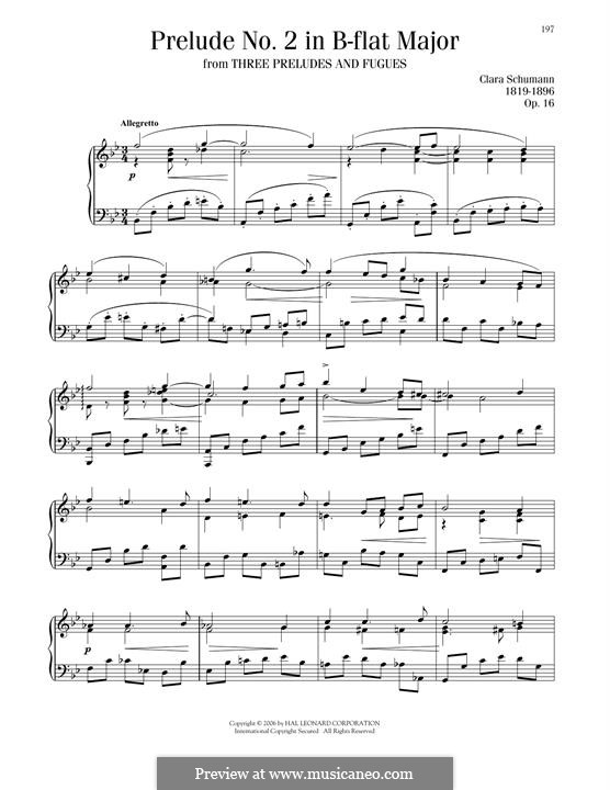 Three Preludes and Fugues, Op.16: introdução No.2 by Clara Schumann