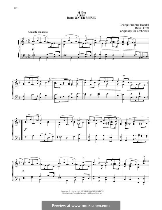 Suite No.1 in F Major – Aria, HWV 348: Para Piano by Georg Friedrich Händel