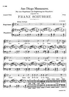 Aus Diego Manazares, D.458: Para vocais e piano by Franz Schubert