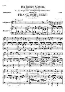 Der Blumen Schmerz (The Flowers Pain), D.731 Op.173 No.4: Para vocais e piano by Franz Schubert