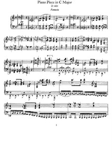 Fantasia for Piano in C Major 'Grazer Fantasie' (Fragment), D.605: para um único musico (Editado por H. Bulow) by Franz Schubert