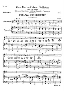 Grablied auf einen Soldaten (Dirge for a Soldier), D.454: Para vocais e piano by Franz Schubert