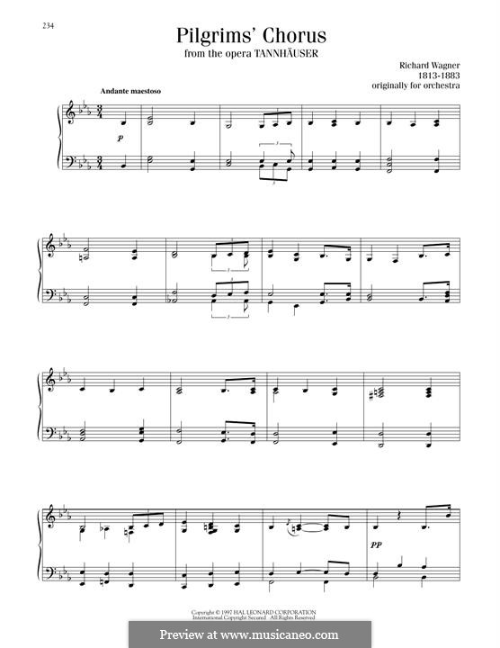 Choir of Pilgrims: Para Piano by Richard Wagner