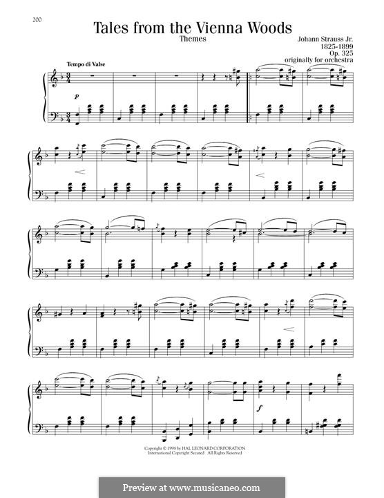 Tales from the Vienna Woods, Op.325: Para Piano by Johann Strauss (Sohn)