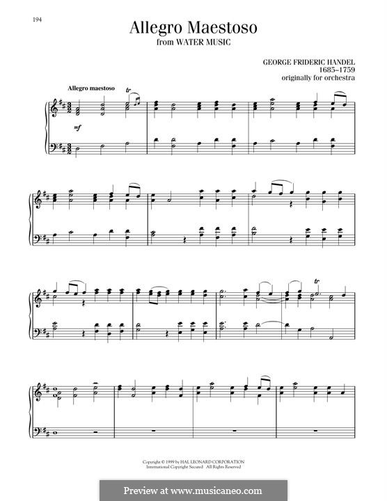 Suite No.1 in F Major, HWV 348: Allegro, for piano by Georg Friedrich Händel