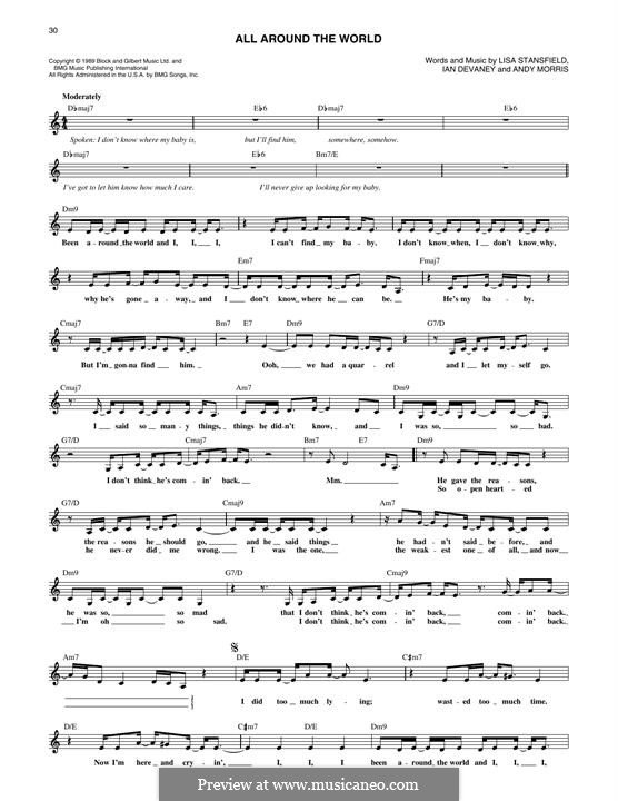 All Around the World: para teclado by Andrew Morris, Ian Devaney, Lisa Stansfield