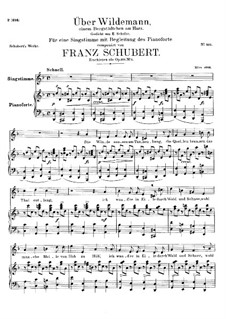 Über Wildemann (Above Wildemann), D.884 Op.108 No.1: Para vocais e piano by Franz Schubert