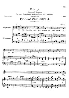 Klage (Lament), D.436: Para vocais e piano by Franz Schubert