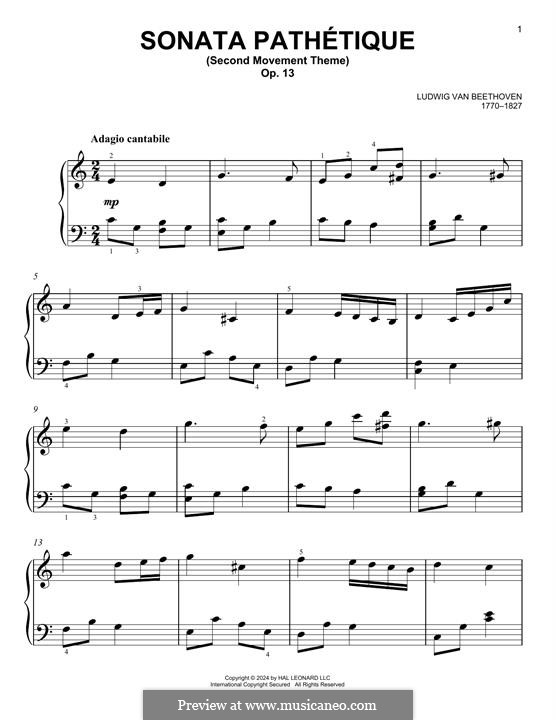 Movement II (Printable scores): tema by Ludwig van Beethoven