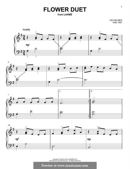The Flower Duet: Para Piano by Léo Delibes