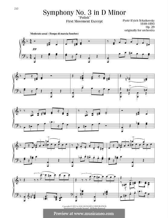 Movement I: Excerpt. Version for piano by Pyotr Tchaikovsky