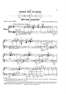 Transcription on 'Dance of Sylphes' from 'The Damnation of Faust' by Berlioz, S.475: Para Piano by Franz Liszt