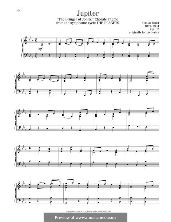 Jupiter: Para Piano by Gustav Holst