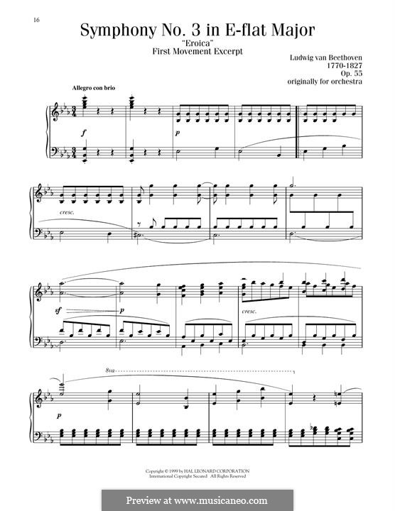 Movement I: Theme. Version for piano by Ludwig van Beethoven
