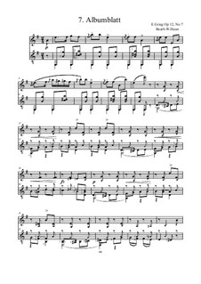 Lyric Pieces, Op.12: No.7 Album Leaf, for flute (or violin) and guitar by Edvard Grieg
