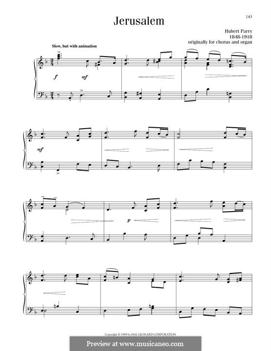 Jerusalem (And did Those Feet in Ancient Time): Para Piano by Charles Hubert Hastings Parry