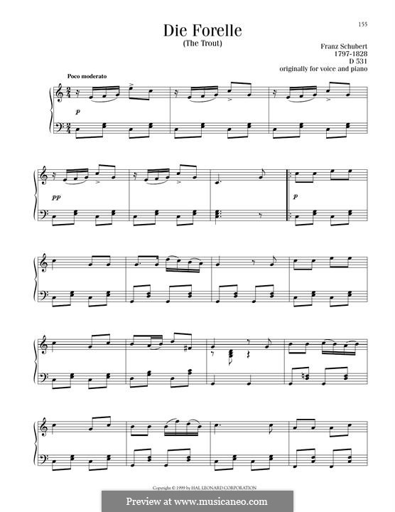 Die Forelle (The Trout), D.550 Op.32: Para Piano by Franz Schubert