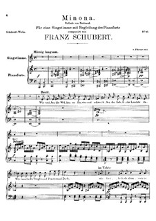 Minona (Minona, or the Mastiff's Tidings), D.152: Para vocais e piano by Franz Schubert
