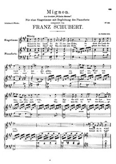 Mignon's Song (Chant de Mignon), D.321: Para vocais e piano by Franz Schubert