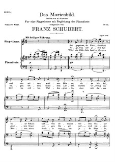 Das Marienbild (Picture of the Virgin Mary), D.623: Para vocais e piano by Franz Schubert