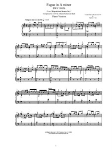 Sonata for Violin No.2 in A Minor, BWV 1003: Fuga, for piano by Johann Sebastian Bach