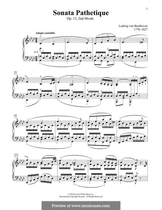 Movement II (Printable scores): para um único musico (Editado por H. Bulow) by Ludwig van Beethoven