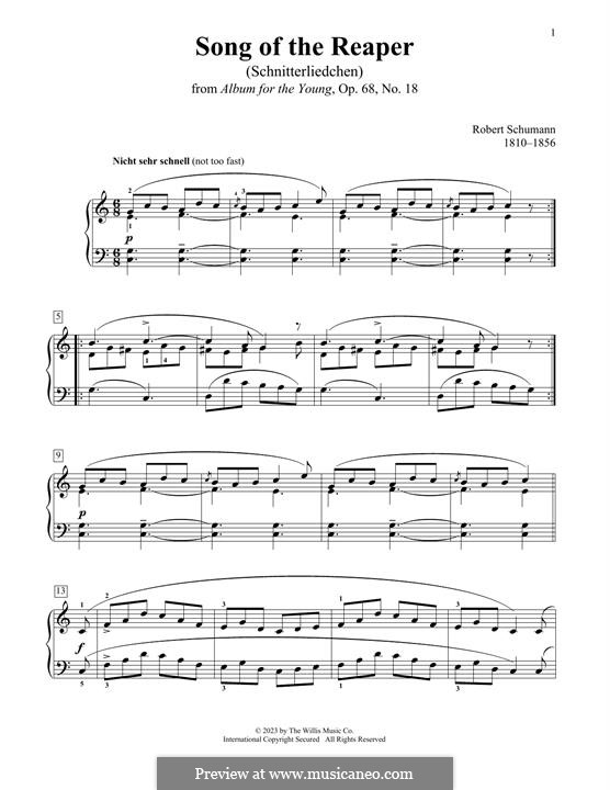 No.18 Schnitterliedchen (The Reaper's Song): Para Piano by Robert Schumann