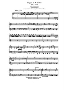Fantasia and Fugue in A Minor, BWV 561: Para Piano by Johann Sebastian Bach