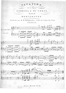 Gabriela di Vergy: Cavatina. Arrangement for piano by Saverio Mercadante