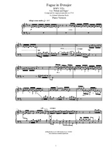 Prelude and Fugue No.2 in D Major, BWV 532: fuga by Johann Sebastian Bach
