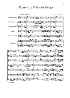 Concerto for Violin and Orchestra No.1 in C Major, Hob.VIIa/1: partitura completa by Joseph Haydn