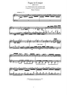 Fugue in G Major, BWV 957: Para Piano by Johann Sebastian Bach
