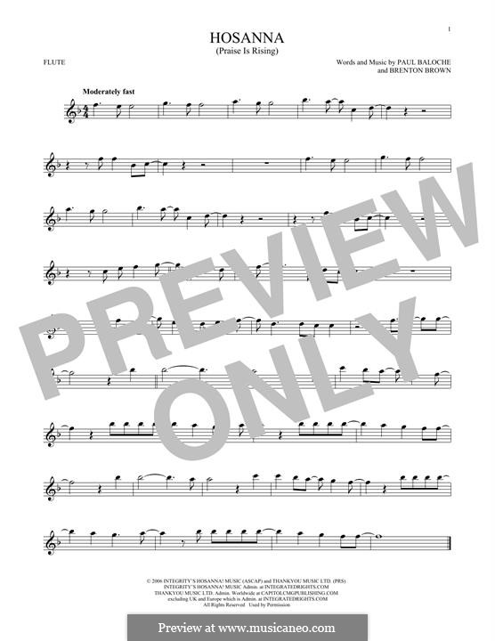 Hosanna (Praise is Rising): para flauta by Paul Baloche, Brenton Brown
