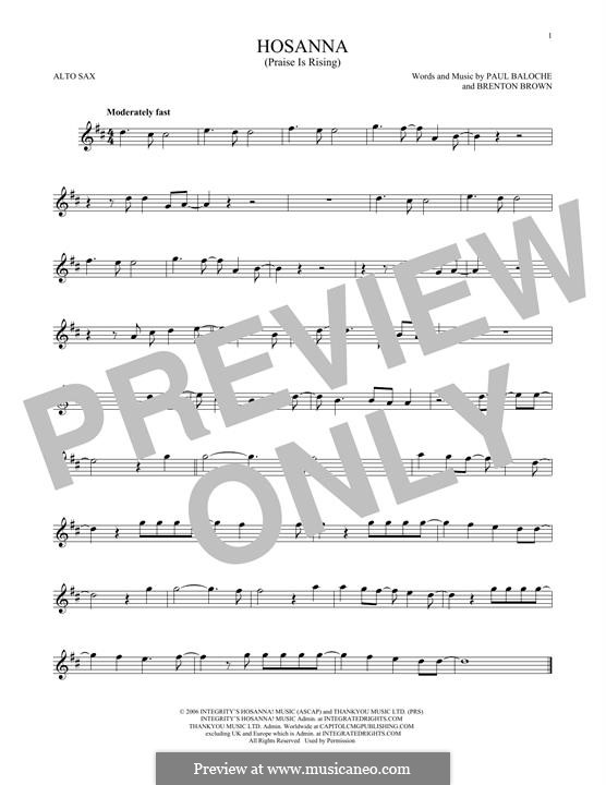 Hosanna (Praise is Rising): para Saxofone Alto by Paul Baloche, Brenton Brown