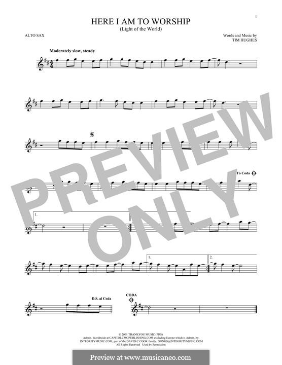 Here I am to Worship (Phillips, Craig & Dean): para Saxofone Alto by Tim Hughes