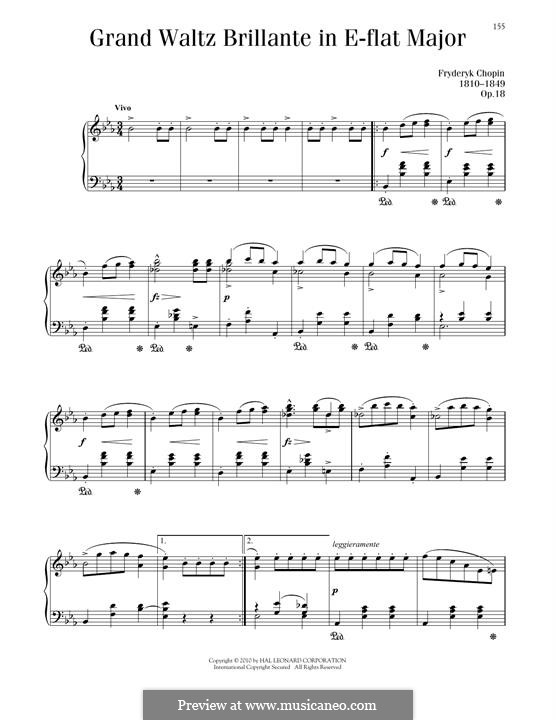 Grand Brilliant Waltz in E Flat Major, Op.18: Para Piano by Frédéric Chopin