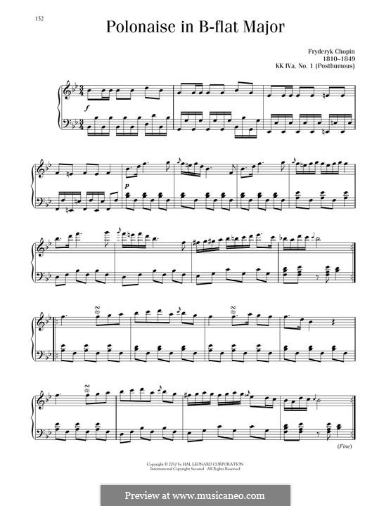 Polonaise in B Flat Major, B.3 KK IVa/1: Para Piano by Frédéric Chopin