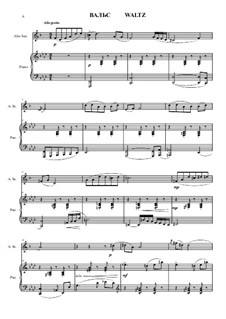 Three pieces for saxophone alto and piano: Waltz (score and sax part) by Vladimir Polionny