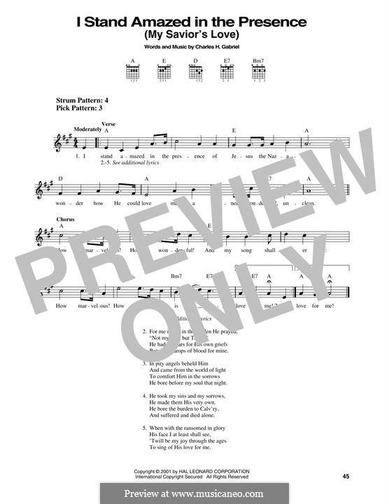 I Stand Amazed in the Presence (My Savior's Love): Para Guitarra by Charles Hutchinson Gabriel