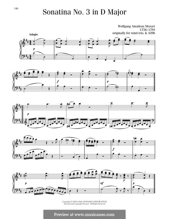 Sonatina for Piano in D Major: para um único musico (Editado por H. Bulow) by Wolfgang Amadeus Mozart
