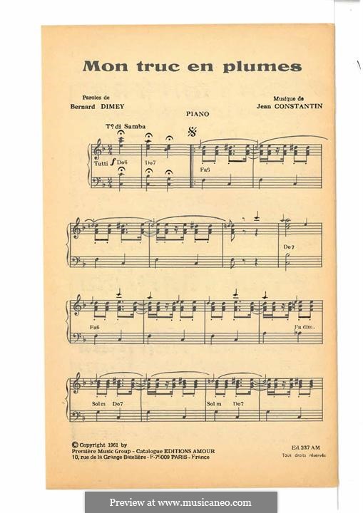 Mon Truc En Plumes: Mon Truc En Plumes by Jean Constantin