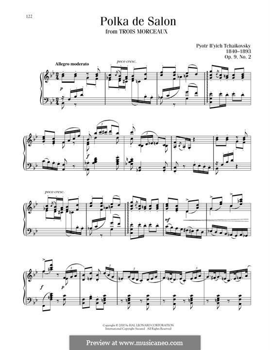 Three Pieces, TH 131 Op.9: No.2 Polka de salon by Pyotr Tchaikovsky