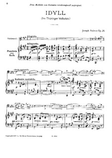 Idyll for Cello and Piano (or Harp), Op.26: Score by Joseph Sulzer