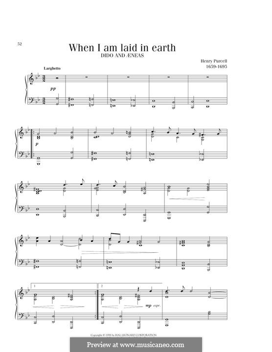 Dido's Lament: Para Piano by Henry Purcell
