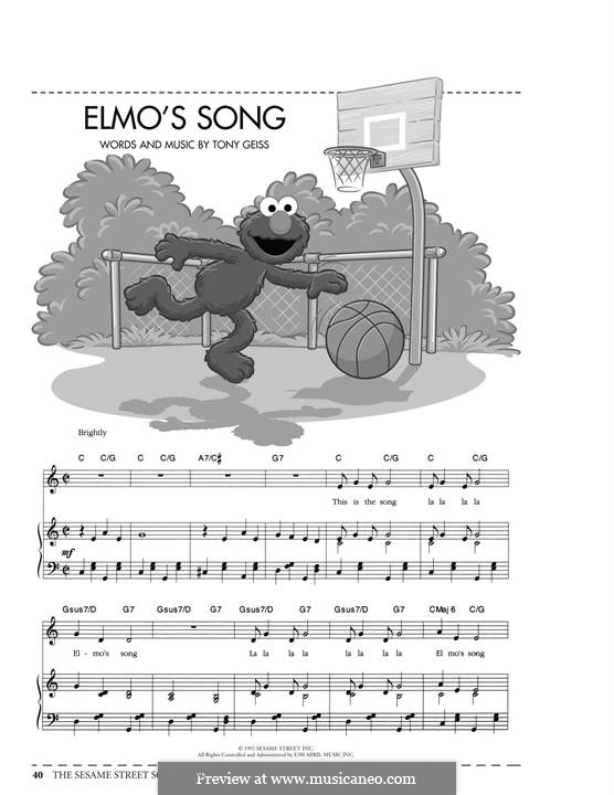 Elmo's Song (from Sesame Street): Para vocais e piano (ou Guitarra) by Tony Geiss