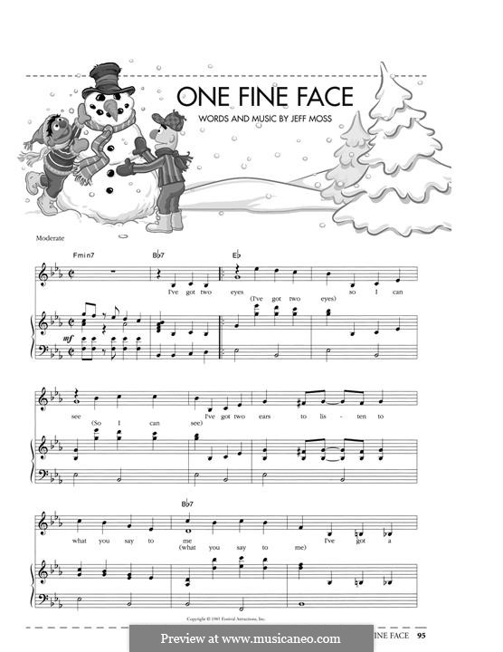 One Fine Face (from Sesame Street): Para vocais e piano (ou Guitarra) by Jeff Moss