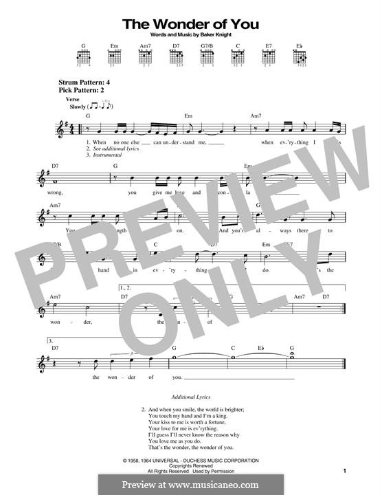 The Wonder of You (Elvis Presley): Para Guitarra by Baker Knight