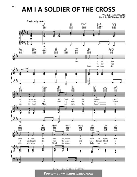 Am I A Soldier Of The Cross: Am I A Soldier Of The Cross by Thomas Augustine Arne