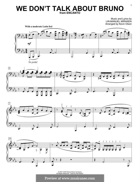 We Don't Talk About Bruno (from Encanto): Para Piano by Lin-Manuel Miranda
